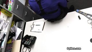 Nerdy blonde caught with stolen dress then gets fucked