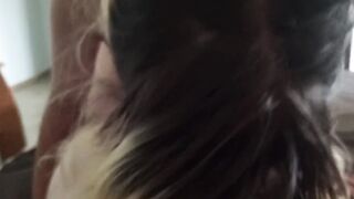 Small-Titted Celebrity Sucks a Big Cock