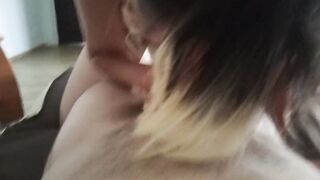 Small-Titted Celebrity Sucks a Big Cock