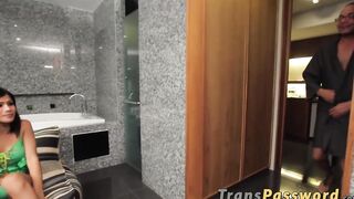 Hot trans perfect ass banged hard with 12 inch huge dick