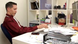 Ryan slides his long hard cock into his hot coworker Wesley