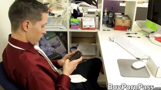 Ryan slides his long hard cock into his hot coworker Wesley