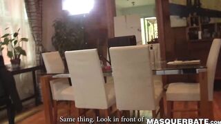 Young jock with muscular physique solo action while masked