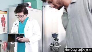 Jock Jordan Pax seduces doctor Dalton Riley during his baseline exam and gets his dic