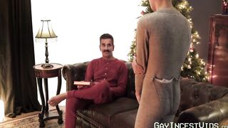 Mustached stepuncle Mitch Cox burst his milky cum in my smooth ass