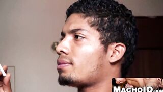 MachoIO.com - Big-dicked handsome Latino stud works his thick load