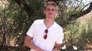 Young stud Oliver Dean shows us that outdoor cock stroking is fun too