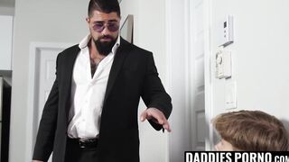 Brawny stepdad tricks son in dating app for a bareback fuck