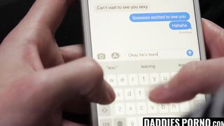 Brawny stepdad tricks son in dating app for a bareback fuck