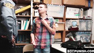 BoyPunish.com - Twink perp's hard barebacking by a horny security officer after being