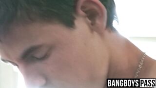 Skinny young homo bent over and barebacked vigorously