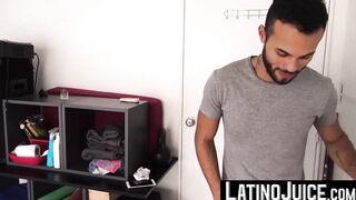 Edgy cutie Abe grabs my cock and wanks it hard for him to taste my tasty cum