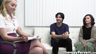 Stepsiblings Dharma Jones and Elias Cash have a threesome with MILF therapist Aaliyah