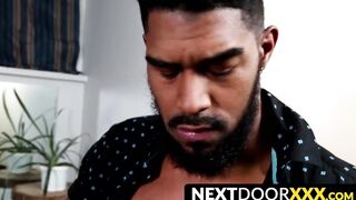NextDoorXXX.com - Bearded black hunk masturbates and fucks a toy passionately