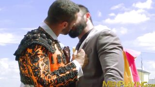 Pretty costumed hunk Denis Vega fucked doggystyle outdoor