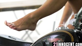 21Innocent.com - Redhead babe's petite frame impaled deeply by a thick dick