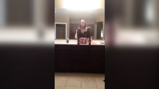 Strip and masturbation on her suction cup toy