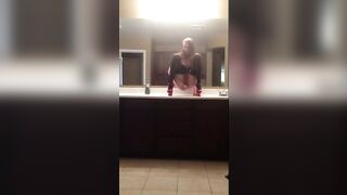 Strip and masturbation on her suction cup toy