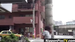 NipponPissTV.com - Naughty Japanese cuties openly pissing in the streets outdoors
