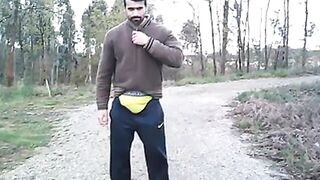 Portuguese Bear Strips and Shows His Big Cock