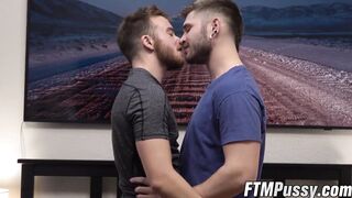 Huge cocked Tyler lets sexy trans boy swallow his huge dick