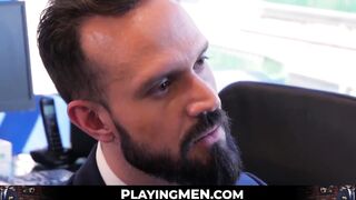 PlayingMen.com - Cute stud enjoys taking his boss inside of his tight butt with eager