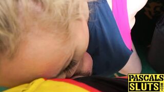English submissive MILF roughly banged in all of her holes