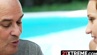 21xtreme.com - A sensual hot teenager rides an old cock to a big hot cumshot