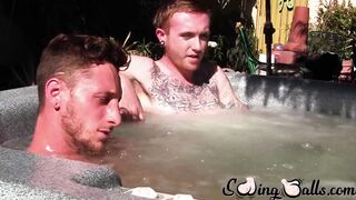 Big dicked Corey Gunz and Dom Ty jack off their dicks while in jacuzzi