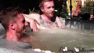 Big dicked Corey Gunz and Dom Ty jack off their dicks while in jacuzzi