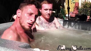 Big dicked Corey Gunz and Dom Ty jack off their dicks while in jacuzzi