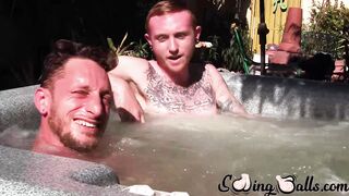 Big dicked Corey Gunz and Dom Ty jack off their dicks while in jacuzzi