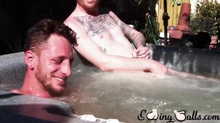 Big dicked Corey Gunz and Dom Ty jack off their dicks while in jacuzzi