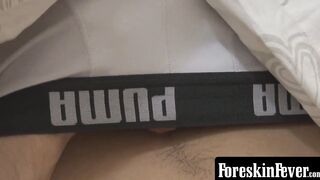 ForeskinFever.com - Young twink with big uncut dick attempts self-suck