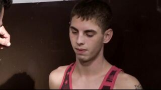 MaleIcons.com - Hottie Billy makes out with lustful Sam on the bathroom floor with pa