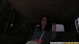 BangbrosPassword.com - Nerdy Bookworm with glasses rides a firm schlong in the colleg