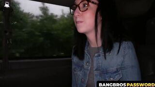BangbrosPassword.com - Nerdy Bookworm with glasses rides a firm schlong in the colleg
