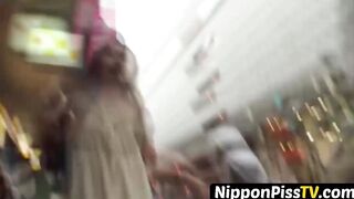 NipponPissTV.com - Japanese amateur drenches staircase with her hot piss outdoors