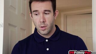 Petite teen sucks stepdads big dick