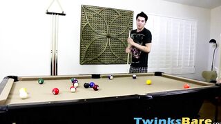 Twinks end up barebacking after playing pool turns them on