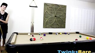 Twinks end up barebacking after playing pool turns them on