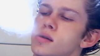 Hot Ian Madrox was caught smoking and jacking off in the bathroom