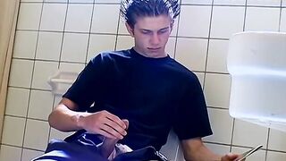 Hot Ian Madrox was caught smoking and jacking off in the bathroom