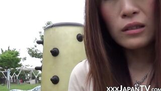 Cute Japanese teen squirts while fingered in public