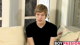 Interviewed young man Corey Jakobs masturbates and cum