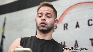 Asian swaps remote vibrator for cock at the gym