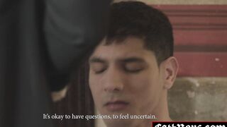 Bastian Karim showing priest RUslan Angelo what he can offer