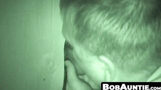 BobAuntie.com - Bearded fat fucker swallows a big hairy glory hole cock vigorously