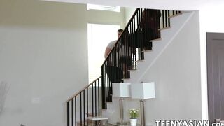 Two asian chicks turn sleepover into a cock riding session