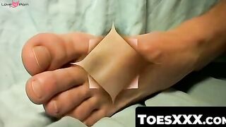 ToesXXX.com - Kinky gay twink's erotic cream application on his dick and feet fantasy